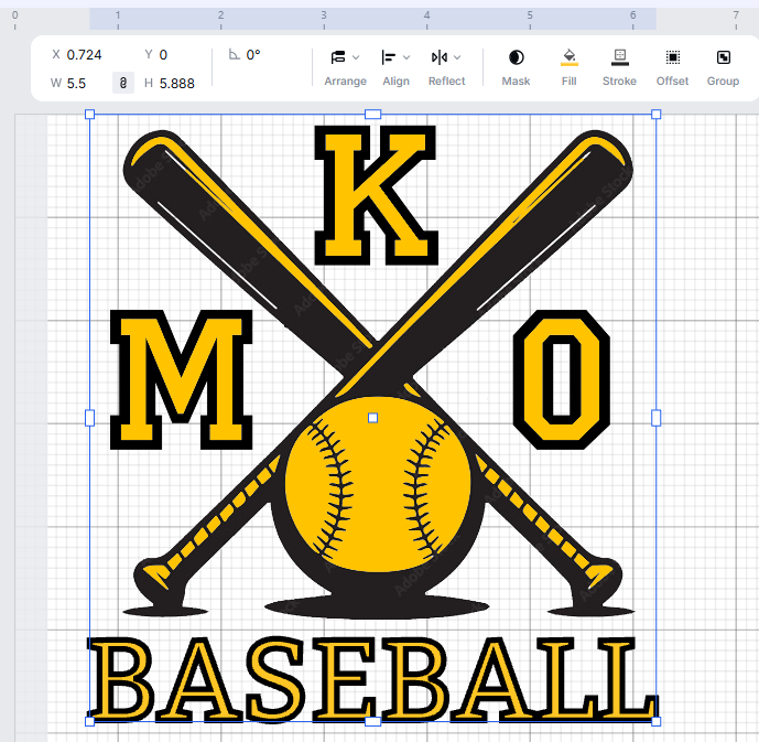 KMO Crossed Batts Baseball/Softball
